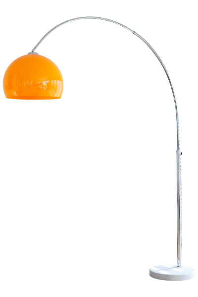 SalesFever Bogenlampe 208 cm orange, Dimmerungsschalter, Ø Lampenschirm 40 cm, echter Marmorfuß