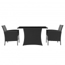 Möbilia Sitzgruppe aus Polyrattan (Polyethylen), Metallgestell, gehärtetes Glas , in der Farbe schwarz 10020012