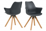 SalesFever Armlehnstuhl mit Kunststoffschale 2er Set Dunkelgrau, Sitzfläche aus Kunstleder