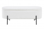 SalesFever Bettbank mit Stauraumfunktion Weiß, aufklappbar, bezogen mit Bouclé Stoff