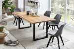 SalesFever Esszimmerstuhl 2er Set grau Samt, 100% Polyester, mit Wabensteppung, Stuhlbeine massive Buche schwarz gebeizt