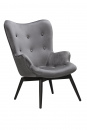 SalesFever Sessel Grau Samt, Beine Metall schwarz pulverbeschichtet, mit Armlehnen