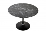 SalesFever Tisch Schwarz rund Ø 110 cm, Tischplatte foliert in Marmoroptik